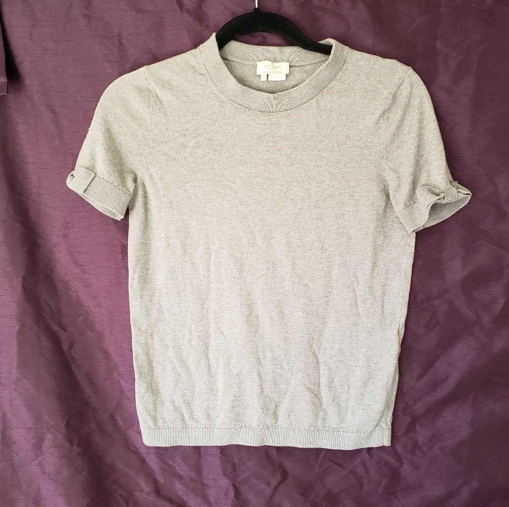 Kate Spade Gray Knit Short Sleeve Top